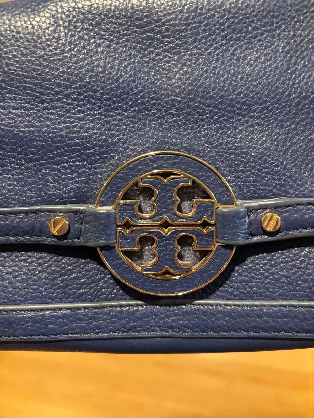 Tory Burch Navy Amanda Logo Flap Bag